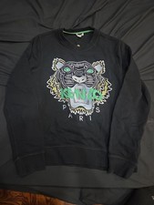 Authentic Kenzo Paris Tiger Crewneck Embroidered Sweatshirt Black Mens Size S