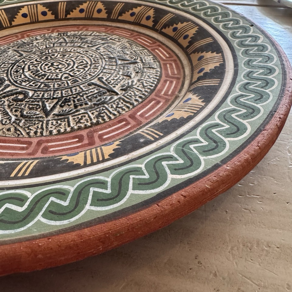 Authentic Aztec Mayan Calendar Clay Pottery Charger | eBay