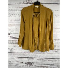 Marc O'Polo Women's 32 Size XS Yellow Pure Silk Button Front Long Sleeve Blouse