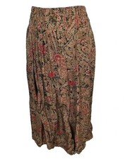 Dana Buchman Brown Floral Silk Front Pleated Maxi Skirt, 8, NWT 298