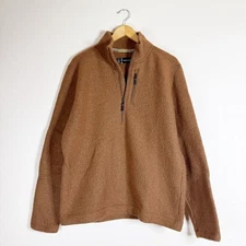 SMARTWOOL men’s acorn brown quarter zip merino wool pullover LARGE