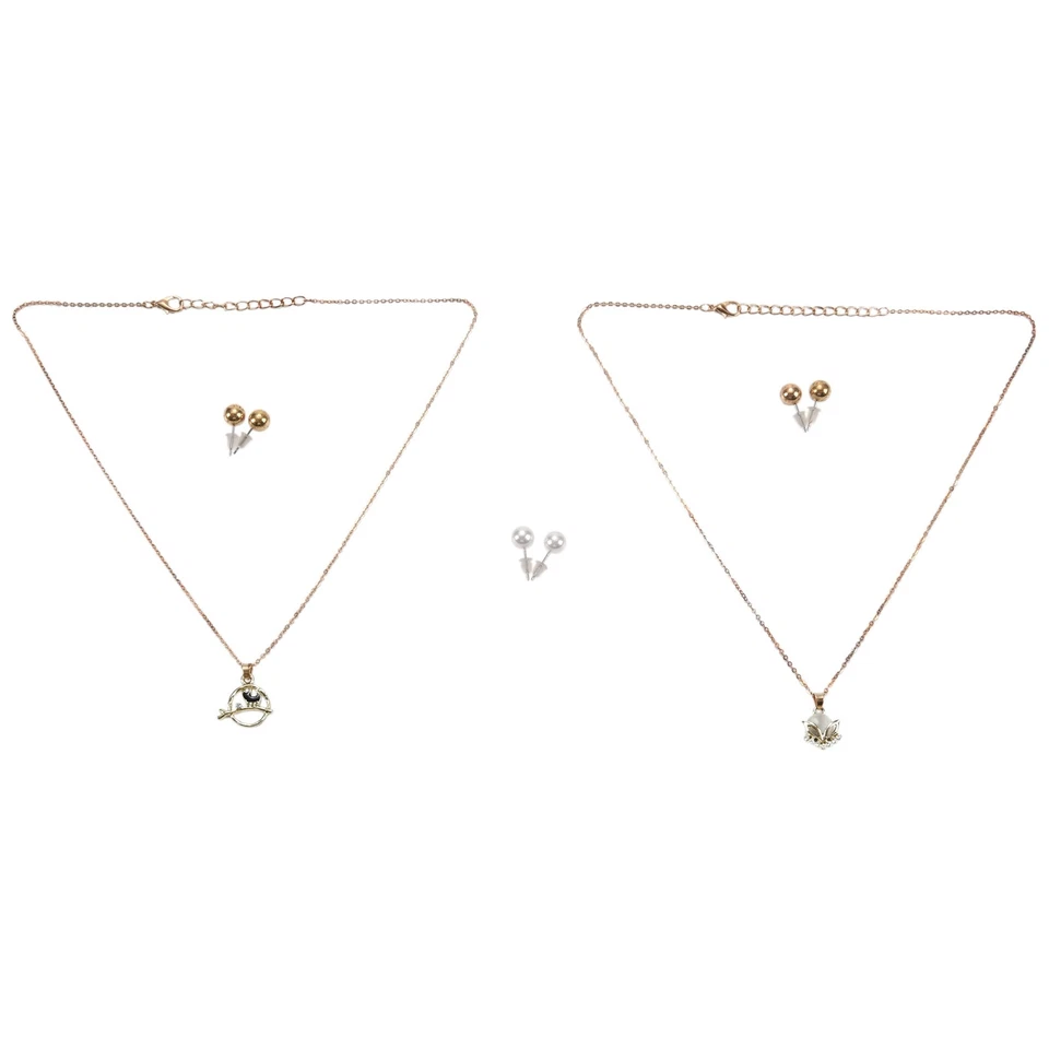  Set für Damen Muster Halskette Ohrstecker Braut1463