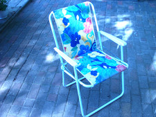 DDR Campingstuhl Klappstuhl mit Armlehnen Camping Vintage Stahlgestänge (II)