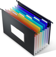 Plastic Expanding Hanging File Folder 7 Pockets Legal Size Multi-Color Tabs