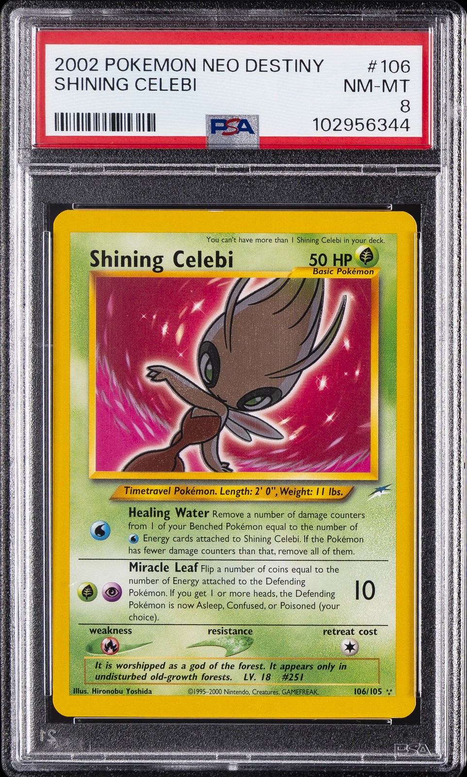 2002 POKEMON NEO DESTINY #106 SHINING CELEBI PSA 8