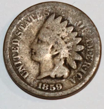 1859 1C Indian Head Penny Cent First Year of Design!