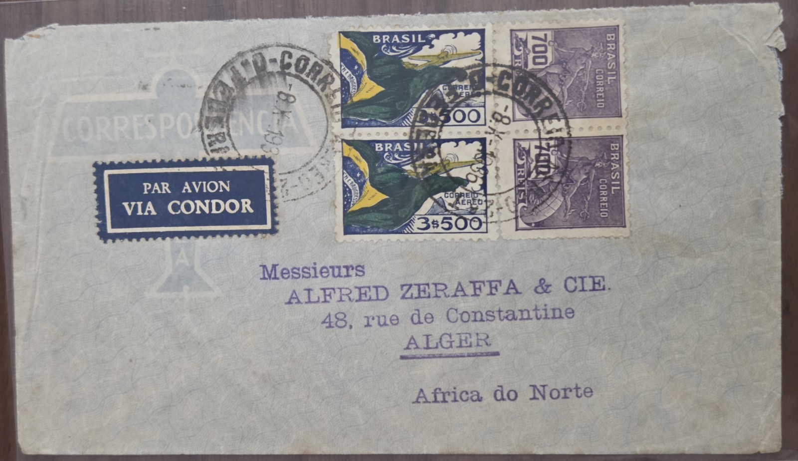 1936 Brazil Via Condor To Alger North Africa Cover