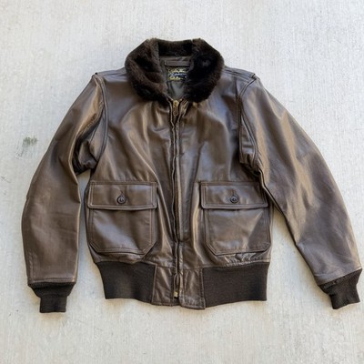 Vintage Brill Bros Leather Flight Jacket Brown Size 42 Made In USA 