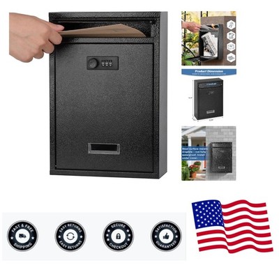 Modern Mail Drop Box with Code Access - Lockable Security for Homes & Offices