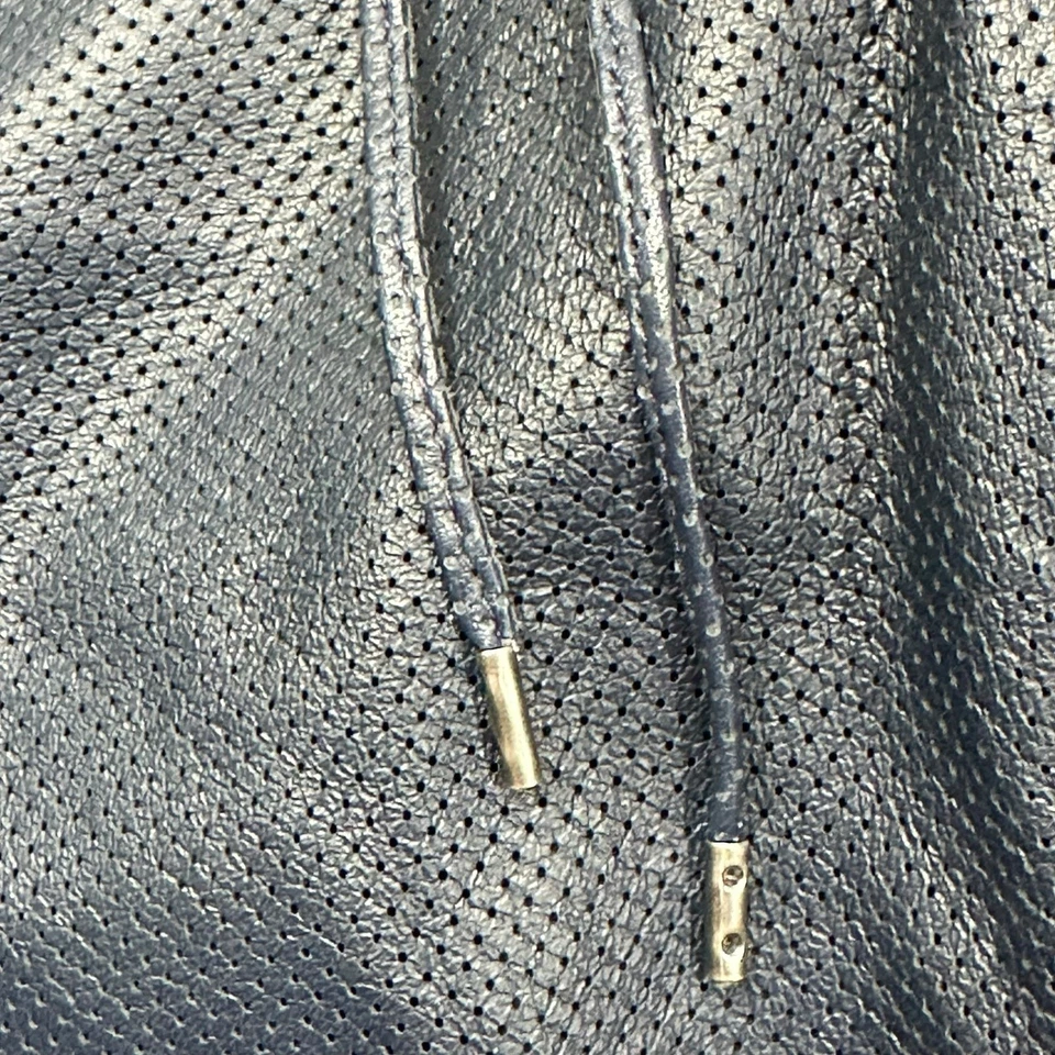 J Crew Collection Pants Women 6 Navy Perforated Leather Straight Leg Grunge Edgy - Image 3 of 4