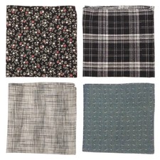 Mens Pocket Square Handkerchief LOT of 4 Bundle 100 Cotton Texture Hankies