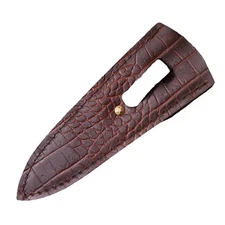 Crocodile Leather Boot Knife Sheath with Belt|Back Clip | Fixed Blade Knife Case