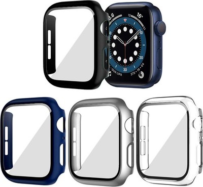 4 Pack Hard PC Case for Apple Watch SE 2022/Series 6/5/4 40mm with Tempered Glas