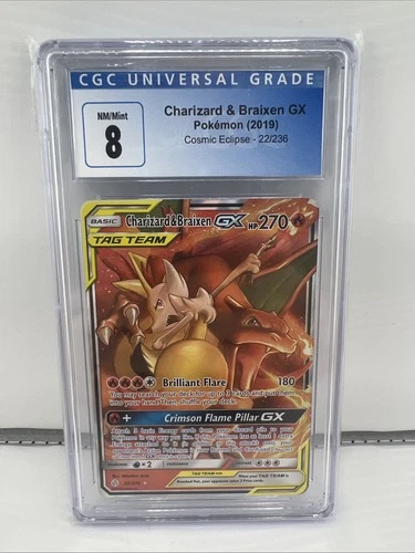 Charizard & Braixen GX 22/236 - CGC 8 - Cosmic Eclipse - Pokemon Card