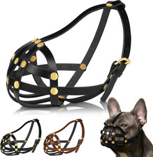 French Bulldog Dog Muzzle, for Short Snout Dog, Leather, Breathable Secure