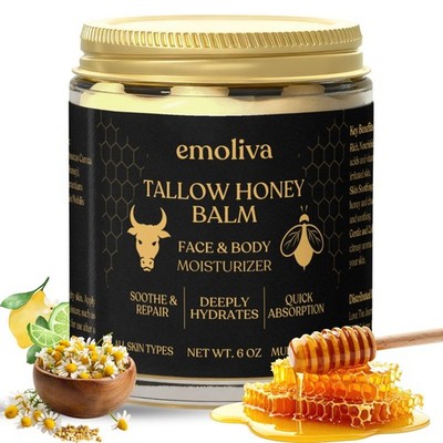 Beef Tallow For Skin, Tallow and Honey Balm For Face Body, Organic Grass-Fed 6oz