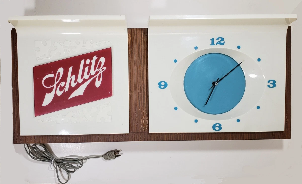 Vintage Beer Sign Clock In Collectible Schlitz Signs & Tins for