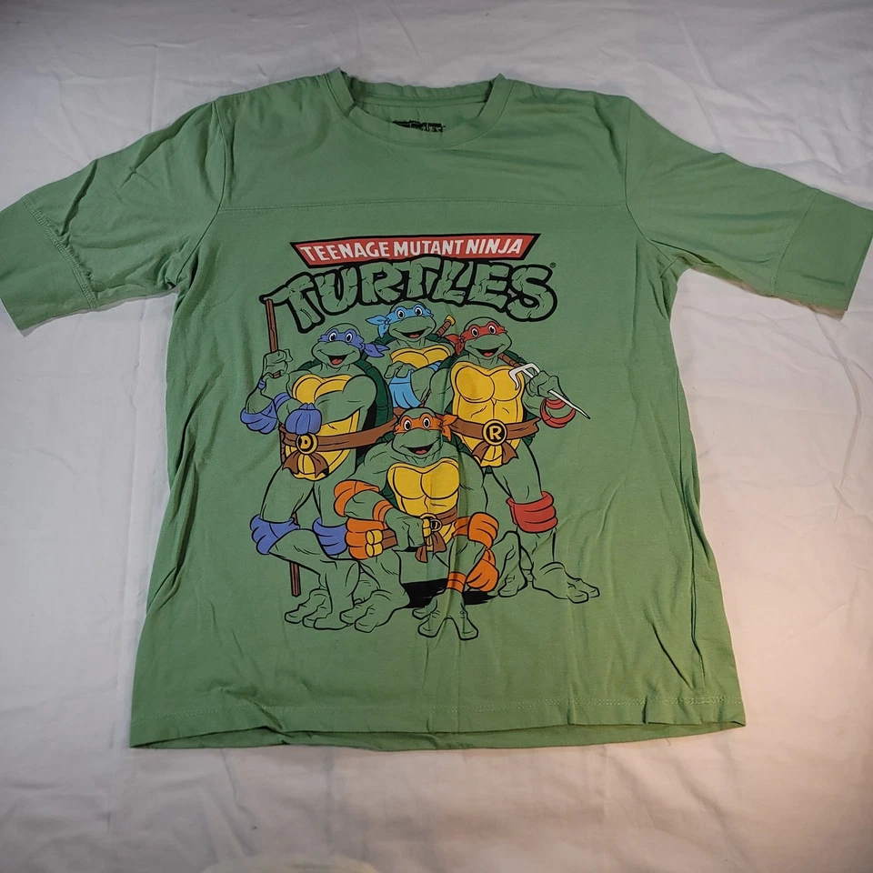 Teenage Mutatn 忍者神龟图案短袖衬衫青年男孩 L 码绿色 — 第 2/4 张图片