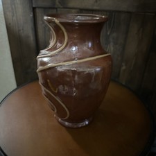 Medium Brown Ceramic Glazed Vase 10.75"x7"