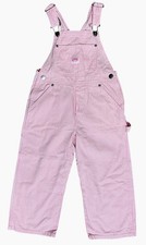 Key Pink Bib Overall Size 5 Pinstripes Farm Denim Kids Overalls -Excellent