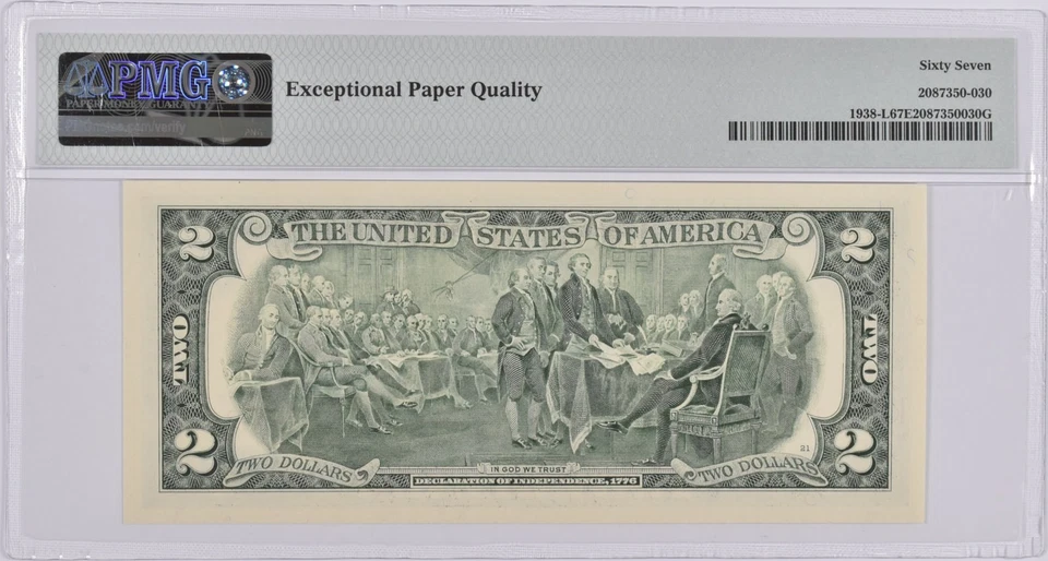 PMG Superb Gem Unc 67 EPQ $2 2003-A San Francisco CA Fed Reserve Fr#1938-L *7712 - Image 2 of 3