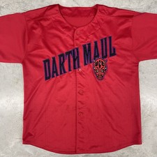 Vintage 1999 Star Wars Episode 1 Darth Maul Red Baseball Jersey Size XL Movie