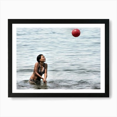 Asian Beach Volleyball Girl Art Pri Framed Wall Art Poster Canvas Print Picture