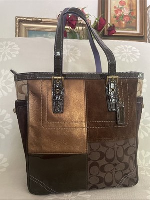 Coach F06J F10432 Original Patchwork Suede Leather Signature Logo