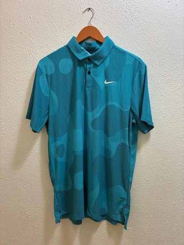 NEW Nike Dri-Fit ADV Tour Camo DR5312-381 Teal Polo Golf Shirt Men's LARGE - Picture 4 of 7