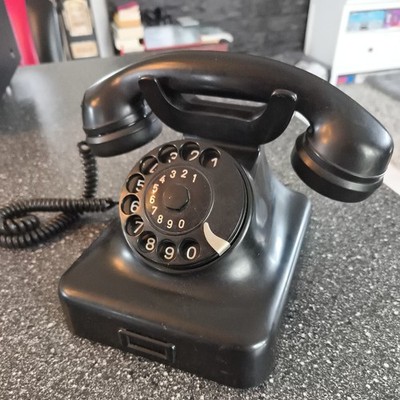 Telefon Posttelefon W48 Wählscheibe Bakelit schwarz 50/60er antik 