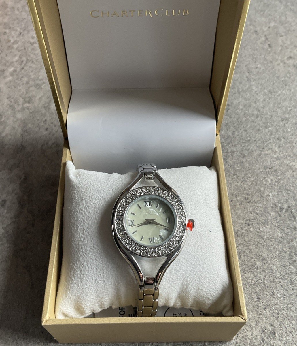 Vintage 90s working Charter Club watch with crystals Charter Club Watch Women Silver Tone Colorful Cabs New  main image 3