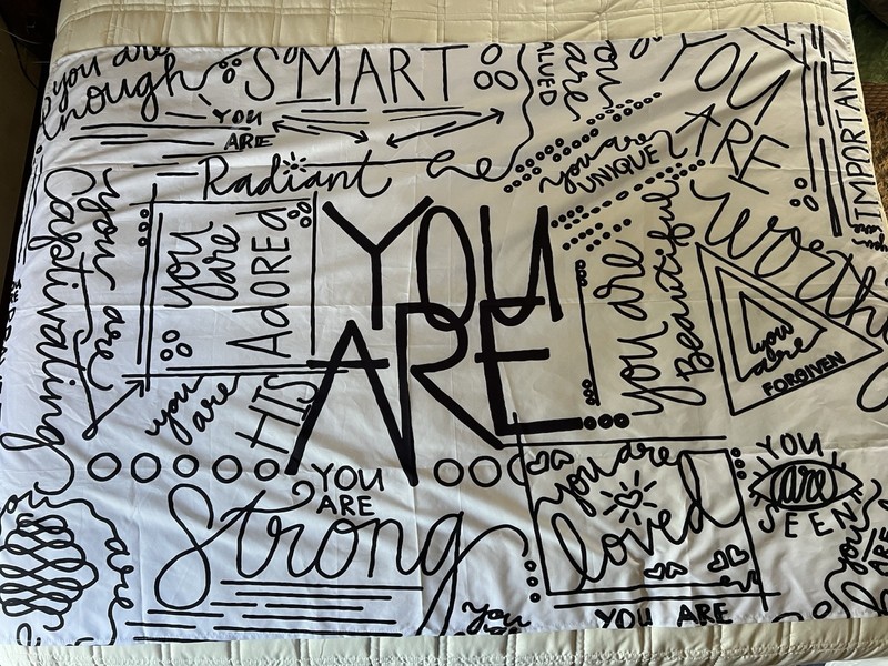 You Are Wall Tapestry Black and White Inspirational Classroom Kids Tapestry