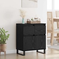 Sideboard Schwarz Eichen-Optik Mit Schubladen 60 X 35 X 70 Cm