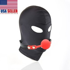 Bondage Head Hood Mouth Gag BDSM Harness Face Mask Oral for Roleplay Restraint