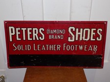 Vintage Peters Diamond Brand Shoes Metal Sign