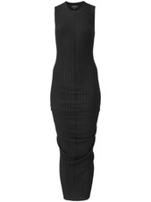 Marc Jacobs Merino Wool Ribbed Midi Dress Black Sleeve MSRP $450