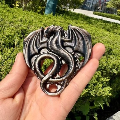 3.1'' Natural Silver obsidian Flying Dragon quartz crystal Home Decor Reiki Gift