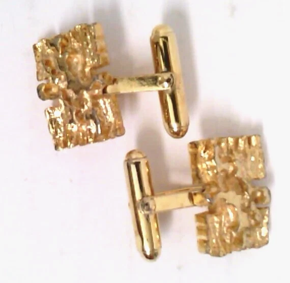 CHRISTIAN DIOR ~ BOUTON DE MANCHETTE PÉPITE D'OR ~ hommes ~ bijoux costumés ~ Q6~Vintage