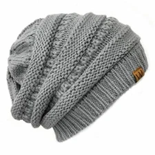 Wrapables Slouchy Winter Beanie Cap Hat, Light Grey