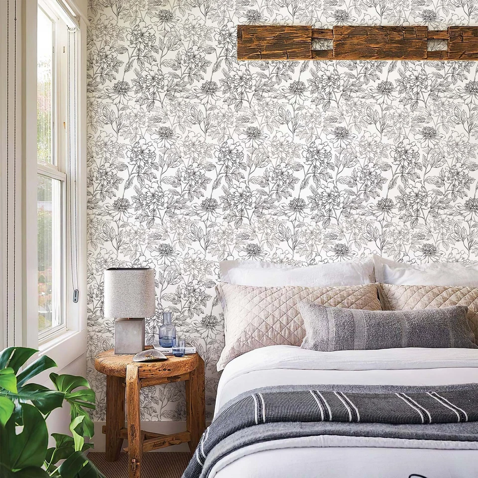Jiffdiff Wallpaper Blooming Huge Peony Floral Sticker Peel and Stick Wall Panel - Image 4 of 4