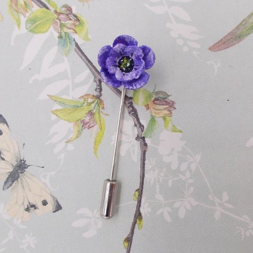 TINY PURPLE POPPY Memorial War Animals Remembrance Lapel Flower HAND PAINTED - Picture 2 of 4