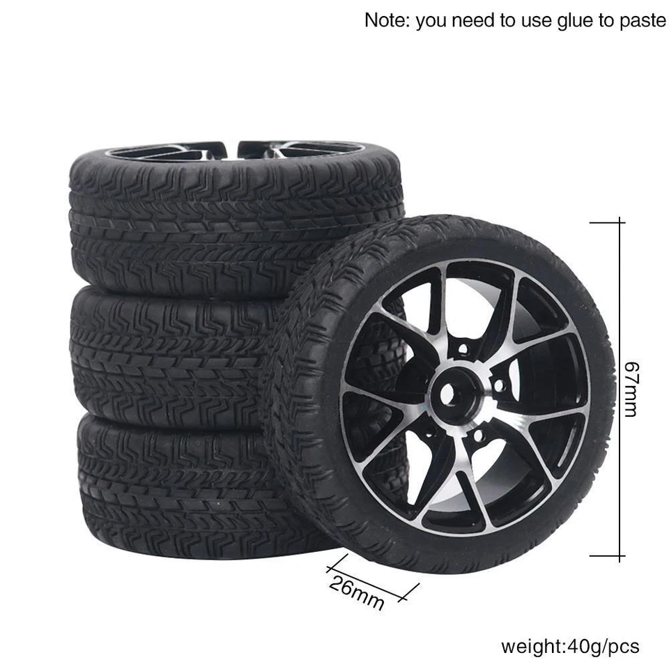 Aros de roda de metal à deriva corrida de estrada controle remoto em escala 1/10 com pneus de borracha para HSP Sakura yokomo - Imagem 2 de 4