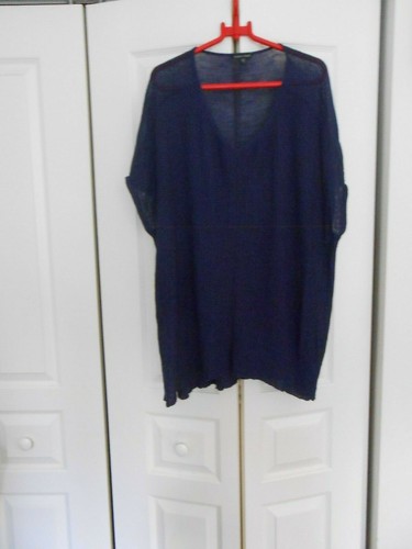 EILEEN FISHER--PURPLE SHORT SLEEVE KNIT SWEATER (ITALIAN YARN)--XL - Picture 2 of 2