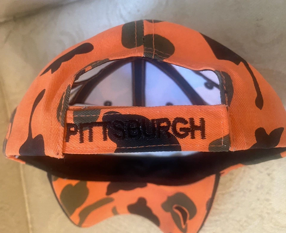 Gorra naranja camuflada Pittsburgh City Hunter ajustable bordada Foto 3 de 4