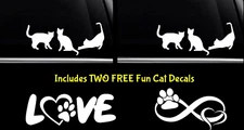 Kitty Cat Family Playing 2 White Vinyl Decal Car Truck Window Laptop Notebook