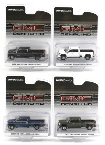 1:64 GreenLight *SET OF FOUR* 2022 GMC Sierra 3500HD Denali DUALLY Pickup *NIP* - Picture 1 of 5