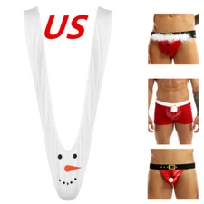 Men's Christmas Boxer Shorts Sexy Lingerie Panties Xmas Santa Thong Underwear