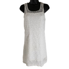 Unbranded Classy White Lace Sleeveless Dress Built In Slip 