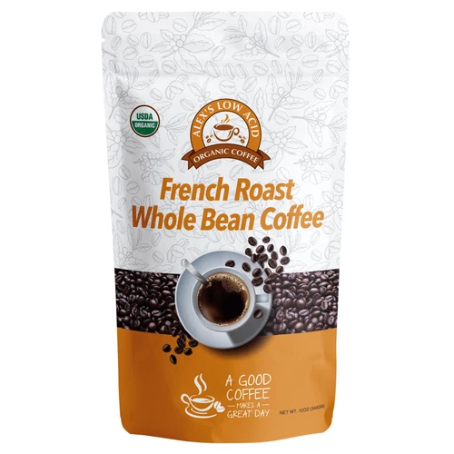 Alex's Low Acid Organic Coffee - Whole Bean French Roast (12oz)