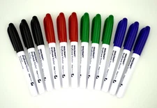 12 pak Skilcraft Dry Erase Marker, Fine Point Tip, 3 ea Black, Red, Green, Blue